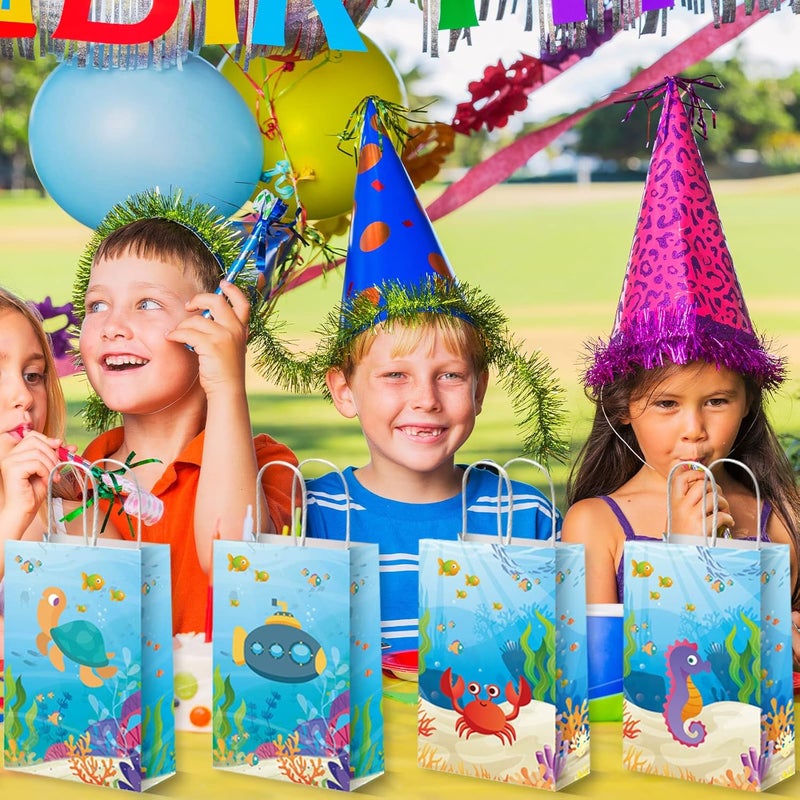 Tevxj 12 Pack Sea Animals Party Bags Under the Sea Party Favor Gift Bags Ocean Themed Party Treat Bags Marine Creature Fish Mermaid Candy Goodie Bags for for Baby Shower Kids Birthday Party Supplies - Image 5